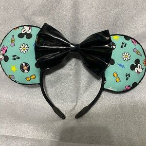 Mickey Mouse Ears Headband with Black Bow-